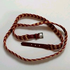 Burgundy & Tan Braided Wrap Belt